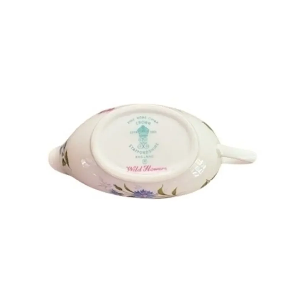Staffordshire Mini Gravy Boat & Plate Wildflowers Sauce Cottagecore Farmhouse